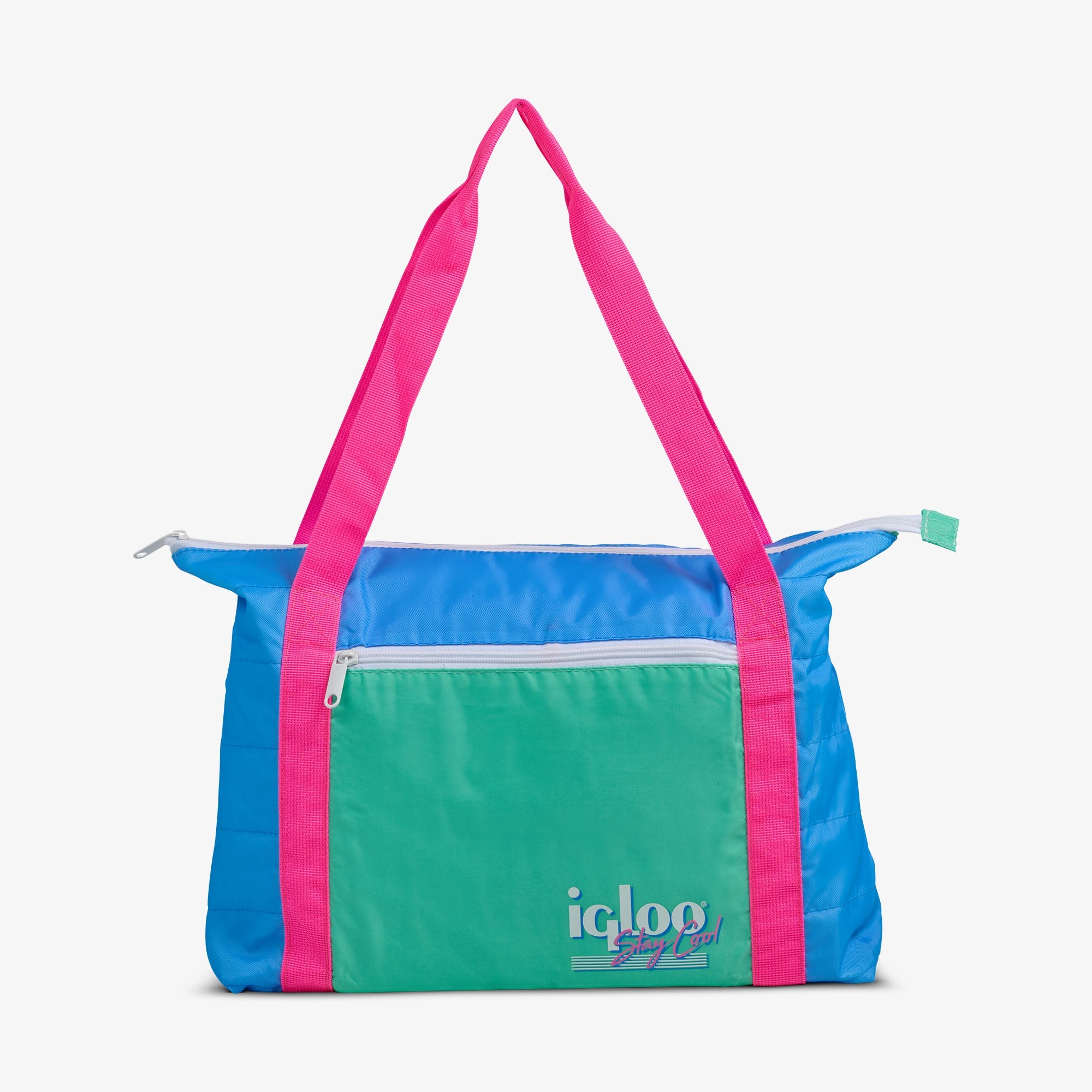 Retro Packable Puffer 20-Can Cooler Bag R1 - Carolina Blue - Front View