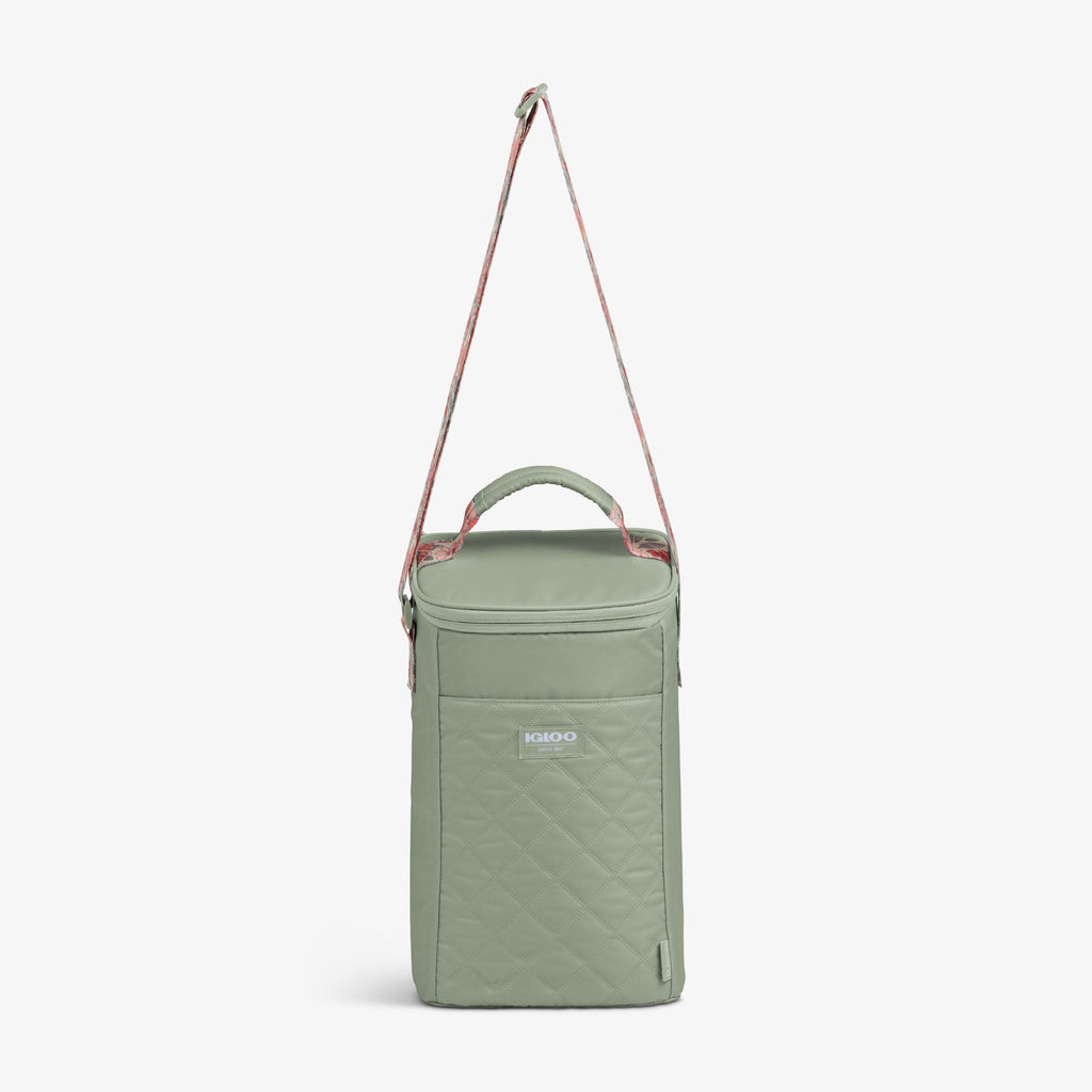 Floral MaxCold® DUO Vertical Crossbody Cooler Bag V6 - Sage - Strap View