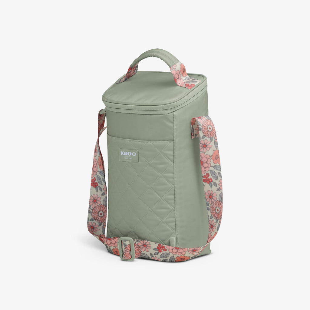 Floral MaxCold® DUO Vertical Crossbody Cooler Bag V6 - Sage - Product View