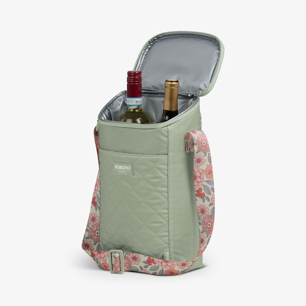 Floral MaxCold® DUO Vertical Crossbody Cooler Bag V6 - Sage - Product View