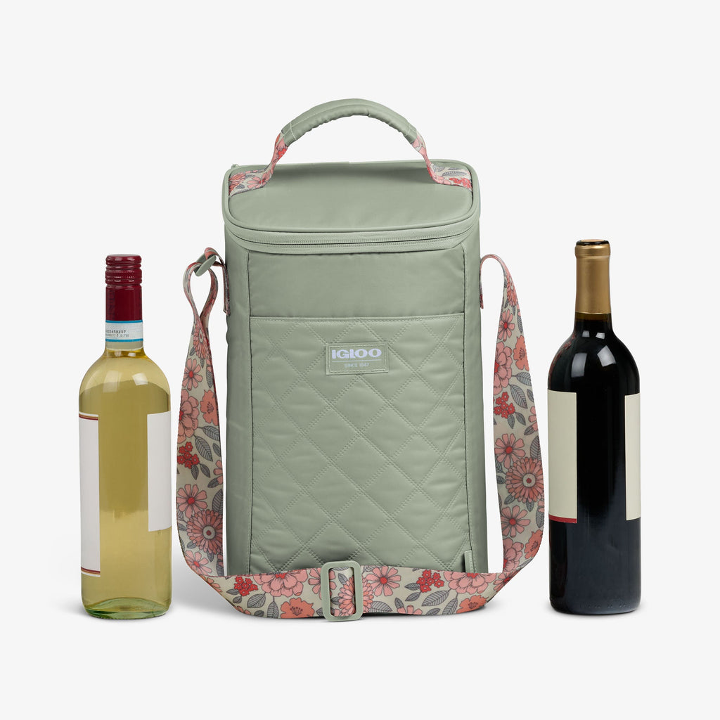Floral MaxCold® DUO Vertical Crossbody Cooler Bag V6 - Sage - Product View