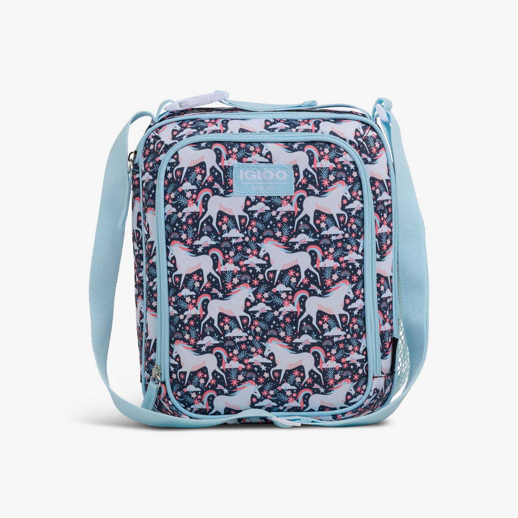 Kids Lunch Vertical Cooler + Bento Box O6 - Unicorns - Front View