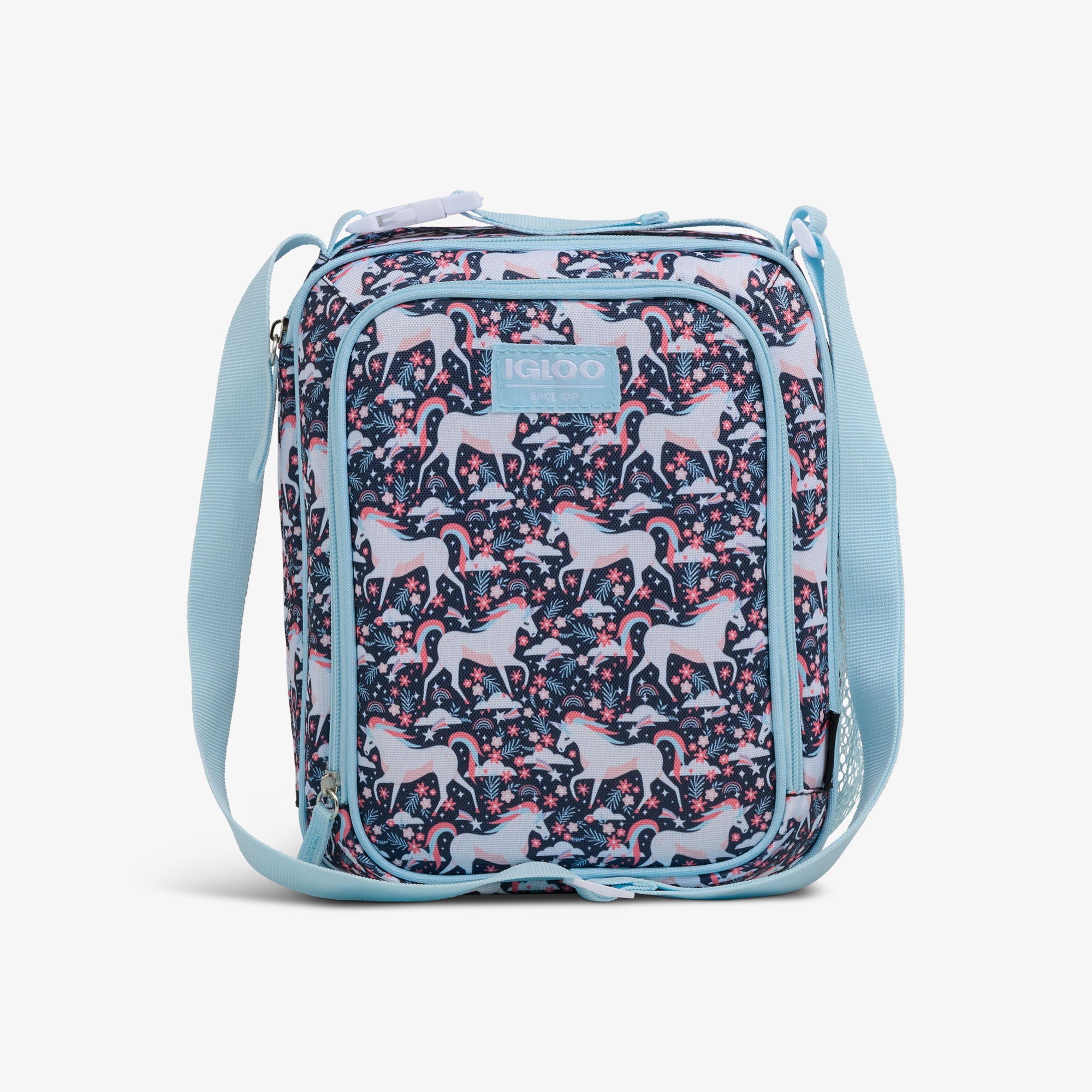 Kids Lunch Vertical Cooler + Bento Box O6 - Unicorns - Front View