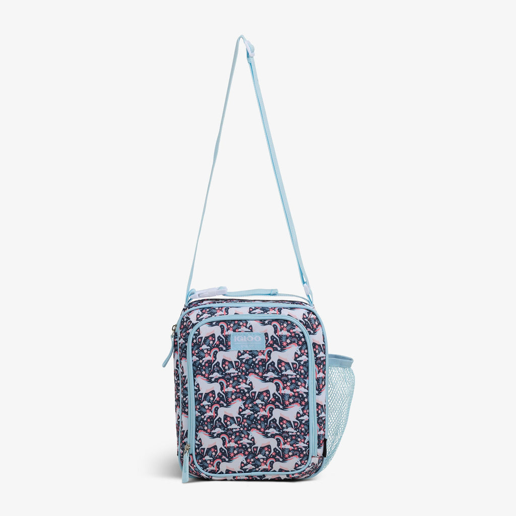 Kids Lunch Vertical Cooler + Bento Box O6 - Unicorns - Strap View
