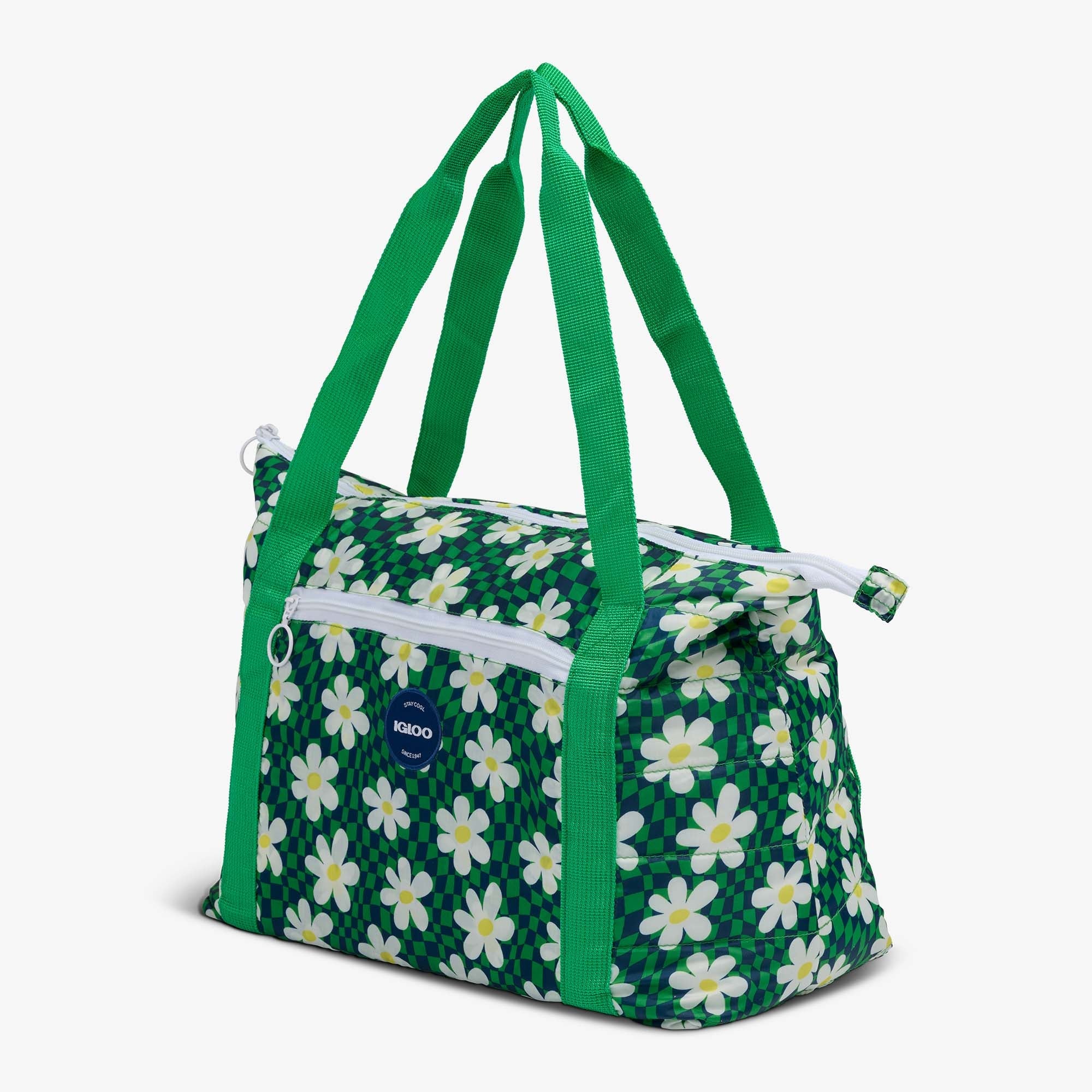 Retro Packable Puffer 20-Can Cooler Bag R1 - Psychedelic Daisy - Product View