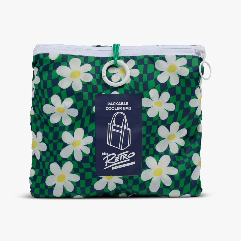 Retro Packable Puffer 20-Can Cooler Bag R1 - Psychedelic Daisy - Product View