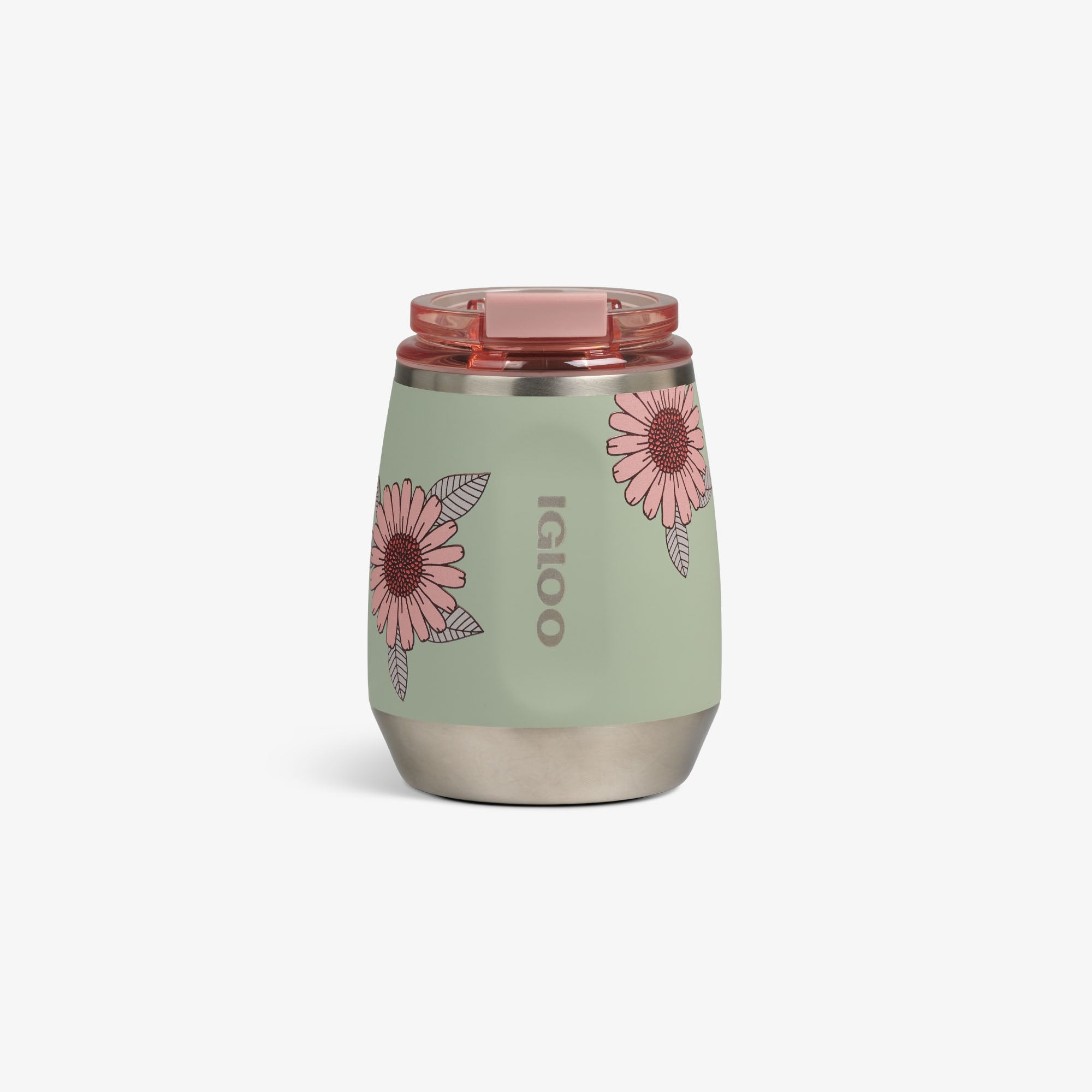 Floral 10 Oz Wine Tumbler B0 - Sage - Front View