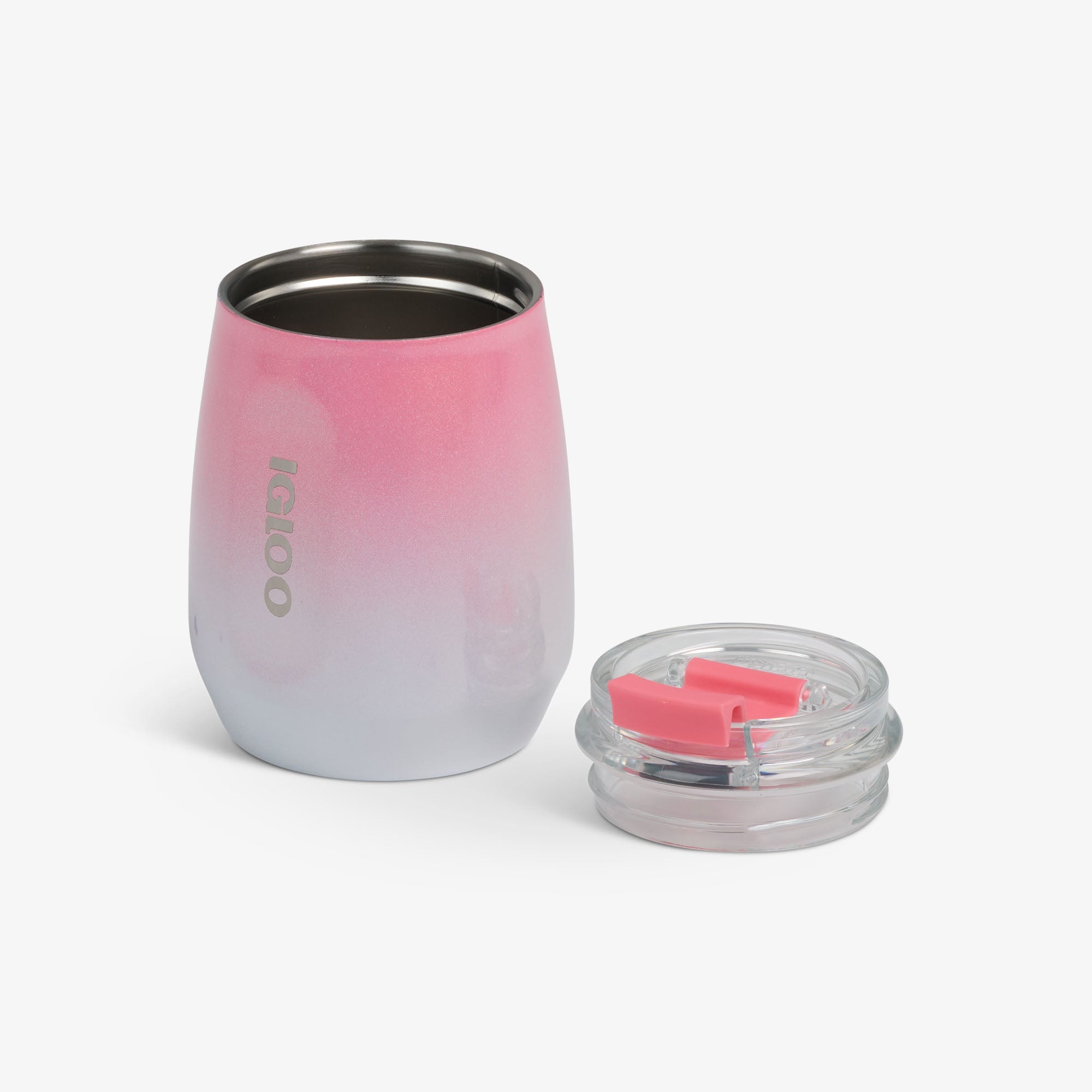 10 Oz Wine Tumbler E5 - Gradient Pink - Open View