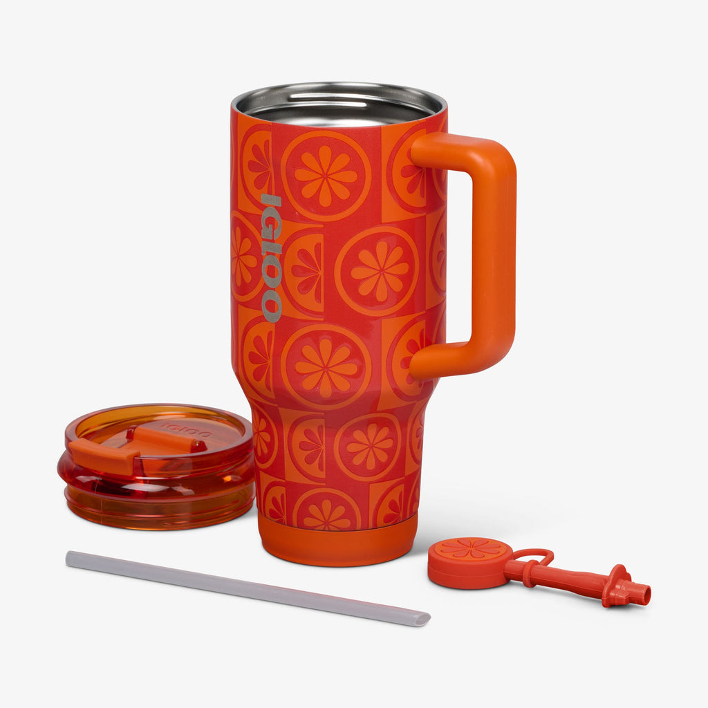 32 Oz Flip ‘n’ Sip Travel Mug G9 - Orange - Open View
