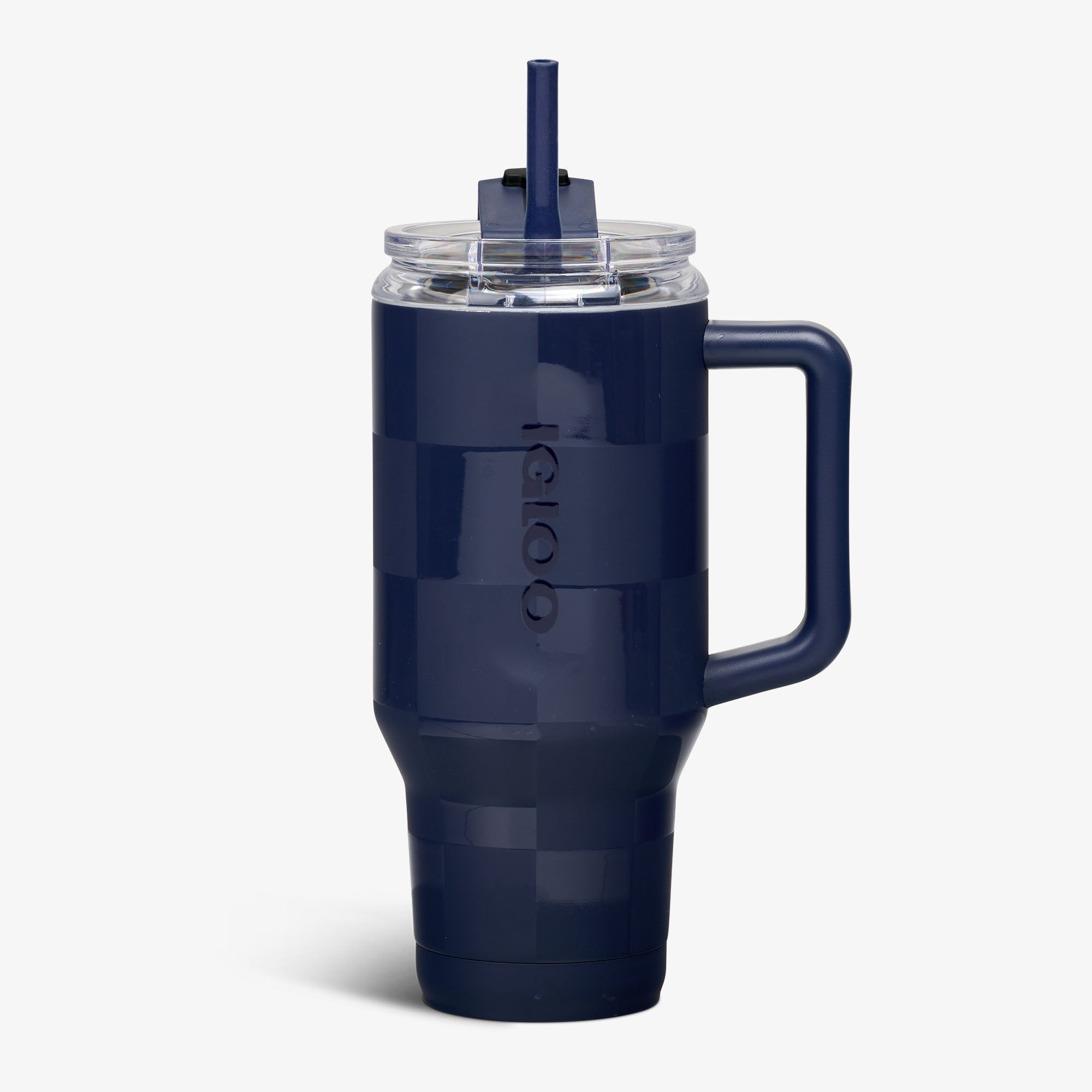32 Oz Flip ‘n’ Sip Travel Mug G9 - Navy Check - Front View